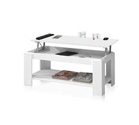 Table Basse avec Porte-revues, Table élévatrice, Table de Meuble de Salle à Manger, Finition Artik White, Dimensions : 102 cm (Longueur) x 43/54 cm (Hauteur) x 50 cm (Profondeur)