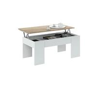 Habitdesign Table basse Artik LC – relevable, blanc et chêne canadien – 100×50×45–56 cm