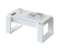 Table basse relevable - Mélaminé blanc - L 105 x P 55 x H 45 cm NOVA