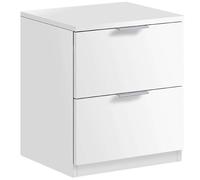 Usinestreet Table de chevet Eloah modèle économique 2 tiroirs finition blanche mate 38x45x34 cm