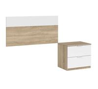 Habitdesign Tête de lit et table de chevet, Tête de lit simple, Finition en chêne canadien et blanc Artik, Mesures : 100 cm (L) x 50 cm (H)