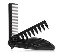 HABNI 1 Pièce Peigne de Coiffure pour Homme Femme, Peigne 3 en 1 Portable et Pliable, Ensemble de Soins Capillaires Brosse à Cheveux Démêlante Outils, Noir