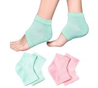 HABNI 2 Pcs Chaussettes Hydratantes Réutilisables Pour La Nuit Talon En Gel Ventilé À Bout Chaussettes Ouvert Silicone Souple Chaussette Améliorer Pieds Secs Et Craquelés Rosa Vert