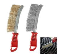 HABNI 2 Pièces brosse metallique, brosse métallique, Brosse à main ERGONOMIQUE, convexe, métallisée fil acier, Diamètre 0,3 mm,Longueur 23,5 cm