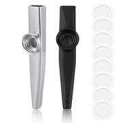 HABNI 2 Pièces Flauto Kazoo Instrument De Musique Enfant Avec 8 Pièces Membranes Diaphragme Cazou Kazoo Métal Kazooaccompagnement Instrumental, Kazu Pour Enfants Et Adultes, Noir Argent
