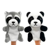HABNI 2 Pièces Marionnette À Doigt Animaux Panda Et Raton Laveur Marionnettes À Doigts Set Mignon Peluche Poupée Doigt Animal Bébé Doigt Poupée Éducatif Fête Fournitures