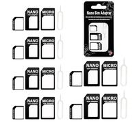 HABNI 4 In1 Sim Nano Adaptateur De Carte, 6 Set Adaptateur De Carte Pour Nano-Sim, Adaptateur Sim Et Epingle D'Ejection, Pour Smartphones