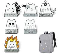 HABNI 6 Pièces Broches Pin Cute Cartoon Émail Pin Badge Pin Chats Collier Broche Bijoux Accessoires Revers Broche Broche En Émail En Forme Pin'S En Forme En Émail Pour Vêtements, Sacs À Dos, Chapeaux