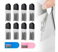 HABNI 8 Boîtes Mine Compas Maped, 80 Pièce Mine Compas 2mm Mine de Compas, Mines de Rechange pour Compas 2B avec 2 Taille-Crayon