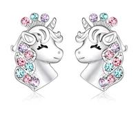 HABNI Boucles D'Oreilles Licorne Fille En Argent Sterling 925 Hypoallergénique Cadeau D'Anniversaire Bijoux Licorne Cadeaux D'Anniversaire Pour Femmes