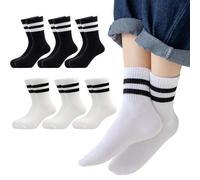 HABNI Genouillere Bebe 6 Paires Chaussettes Coton 2-4 Ans 3 Blanc 3 Noir Sans Couture Enfants Garçons Filles