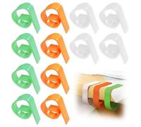 HABNI Lot de 12 Pinces à Nappe en Plastique, pour Tables épaisses, Tables de Jardin, Restaurant, Table à Manger Familiale-Orange, Vert, Blanc(5 x 4 cm)