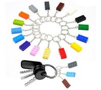 HABNI Lot De 16 Porte-Clés Briques De Construction Multicolores En Plastique Pour Porte-Clés Lego, Cadeaux D'Anniversaire, Pendentifs De Sac, Décoration