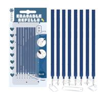 HABNI Lot de 8 Recharge Stylo Gel Effaçable, Compatibles avec Legami, Bleu Recharges Effaçable, Pointe 0,7 mm, Hauteur 13 cm, Encre Thermosensible, Emballage Blister, Bleu Foncé