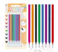 HABNI Lot de 8 Recharge Stylo Gel Effaçable, Compatibles avec Legami, Recharges Effaçables de Couleur, Pointe 0,7 mm, Hauteur 13 cm, Encre Thermosensible, Emballage Blister, 8 Couleurs