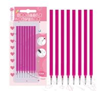 HABNI Lot de 8 Recharge Stylo Gel Effaçable Rose, Compatibles avec Legami, Pointe 0,7 mm, Hauteur 13 cm, Encre Thermosensible, Emballage Blister