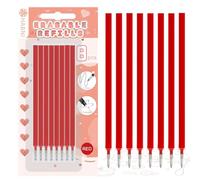 HABNI Lot de 8 Recharge Stylo Gel Effaçable Rouge, Compatibles avec Legami, Rouge Recharges Effaçable, Pointe 0,7 mm, Hauteur 13 cm, Emballage Blister, Rouge