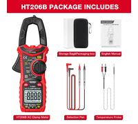 Habotest-Pince Ampèremétrique Numérique Ht206,Courant Cc/Ca,600a,Testeur De Tension,Puzzles Amp Hz,Itance Ncv,Test Ohm - Type Ht206b #A