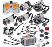 Habow 24pcs Power-Function Technic-Parts Kit M/L/XL Motor IR Remote Control AA-Battery-Box-8881 IR Receiver Extension Wire Light Cord Control Switch Compatible avec Lego-Motor-Kit.