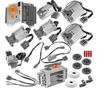 Habow 24pcs Power-Function Technic-Parts Kit M/L/XL Motor Remote Control AA-Battery-Box-8881 Receiver Extension-Wire Light Switch Compatible avec Marques de Blocs de Construction Grand Public Kit.