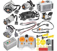 Habow 45pcs Power-Function Technic-Parts Kit M/L/XL/Servo/Train-Motor IR Speed Remote Control Battery Box Récepteur IR Extension Wire Light Cord Control Switch Compatible avec Lego-Motor-Kit.