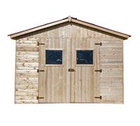 HABRITA Abri de jardin 9 m² en panneau et bois massif - Sans plancher - épaisseur 16 mm