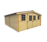 Abri madriers massifs 18.27 m² bois naturel ba4050.02n
