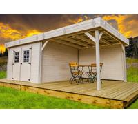 Habrita Abri de Jardin en Bois d’Épicéa Brut avec Auvent 20 m² - KMP 3434.02 B