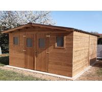 Habrita Abri de jardin en bois d’épicéa traité toit bac acier Thermabri - 20 m² - THA 4050.02 T