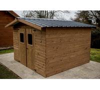 Habrita Abri de jardin en bois d’épicéa traité toit bac acier Thiers - 5,05 m² - THI 2421.02 T