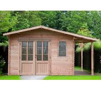 Habrita Abri de jardin en bois Douglas brut avec bûcher Dhana - 12,25 m² - DHA 3535.02 B