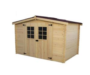 HABRITA - Abri de jardin en bois Madriers - 5 m² - Bois massif avec grande façade