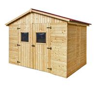 HABRITA Abri de jardin en panneau et bois massif - Sans plancher - 16 mm - Surface extérieure 6,60 m2