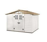 HABRITA-Abri de jardin en résine beige Foresta Evo - 261 x 309 x 225 cm