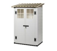 HABRITA-Abri de jardin mural arrière en résine beige Foresta Evo - 95 x 139 x 201 cm