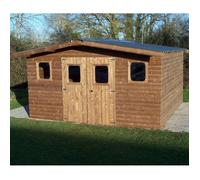 Abri THERMABRI madriers sans plancher, toit double pente bac acier 15,14 m²