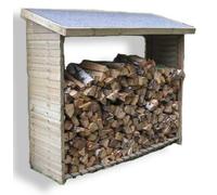 Habrita Abri de jardin range-bûches mural autoclavé – 2 stères – 188x86-65x187-163 – Bois naturel