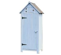 HABRITA Armoire - Bois blanc lasuré bleu - Dimensions hors tout : 77 x 54,3 x 179 cm