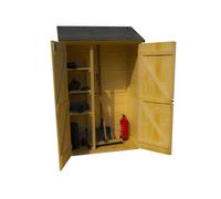 Abri de jardin mural en bois multiusages avec 3 étagères - 125x65x206cm