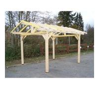 Auvent asymétrique avec poteaux de 160 x 160 mm 3,90 x 5,05 m
