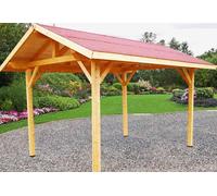 Habrita Carport Bois Contrecollé Double Pente 30° avec Feutre Bitumé 3x4m - AR 3040 BM