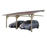 Carport monopente mural avec couverture bardeau bitumé en rouleau 22,85 m2 - HABAM4563BM