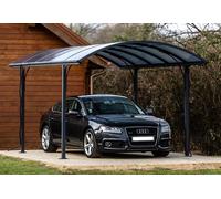 Habrita Carport en aluminium et polycarbonate autoportant 3 x 4,85 m + bâche offerte - CAR 3048 ALRP + CAR B 3048