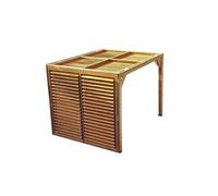 Pergola THERMAUVENT en bois thermo chauffé avec ventelles mobiles sur le toit et un mur