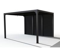Habrita - Pergola bioclimatique Per36v30bi aluminium, ventelles latérales mobiles, gris anthracite