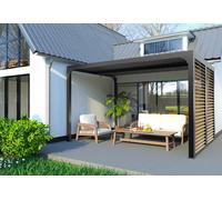 Habrita Pergola bioclimatique 10,8 m² paroi orientable effet bois - 1 côté 3m - PER 3630VB BI