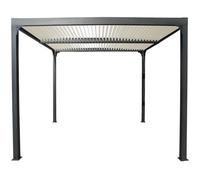 Habrita Pergola bioclimatique alu 10,8 m² - toiture lames orientables écrues - PER 3630 BI W