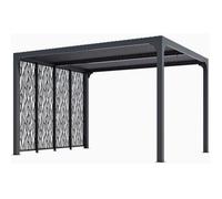 Pergola bioclimatique aluminium avec 4 panneaux moucharabieh gris 360 x L 300 x H 231 cm