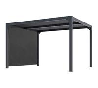 HABRITA Pergola bioclimatique en Aluminium - Avec rideau manuel - Gris - Pour côté 3 m