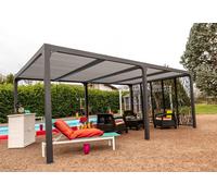 HABRITA Pergola bioclimatique en Aluminium XXL - Gris - Pour côté 3,60 m